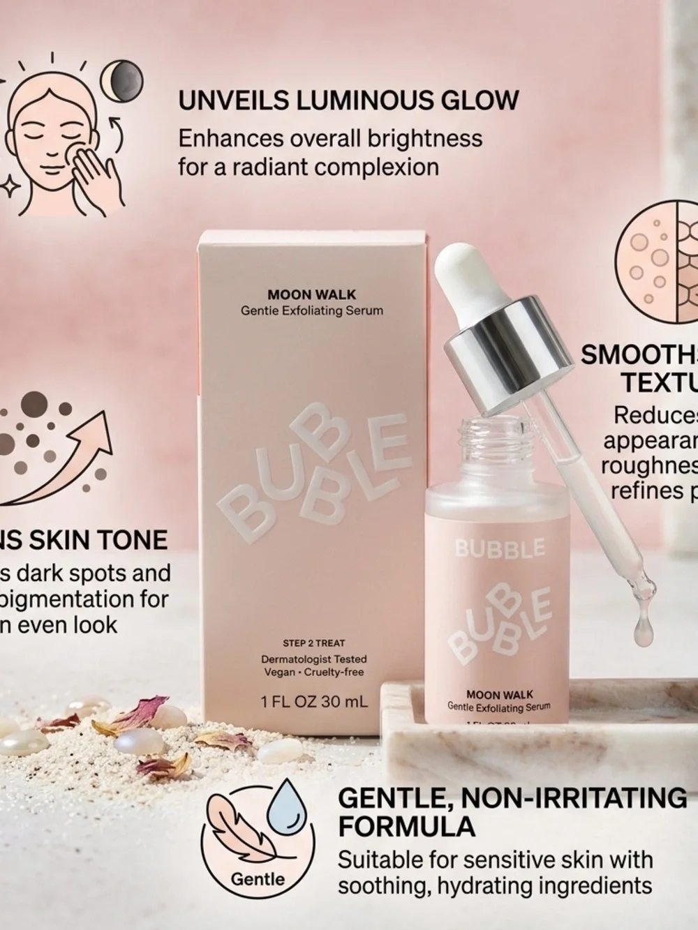 Bubble Moon Walk Gentle Exfoliating Serum 30ml – Box Imperfection